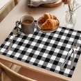 thumbnail image 3 of Black White Plaid Placemats Set of 4, Cotton Linen Fabric Place Mats, Gradient Geometric Buffalo Checkered Washable Decorative Table Mats Protector for Home Kitchen Dining Wedding Party Coffee Tables, 3 of 9