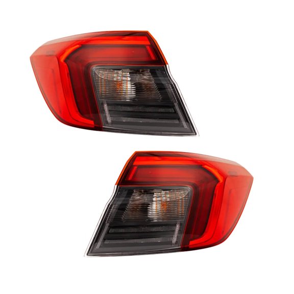 KarParts360 For Honda Civic 2022 2023 2024 Tail Light Driver And Passenger Side | Pair | Outer | LED | Clear And Red Lens | Coupe | With Bulbs | For HO2804123, HO2805123 | 33550-T20-A01, 33500-T20-A0