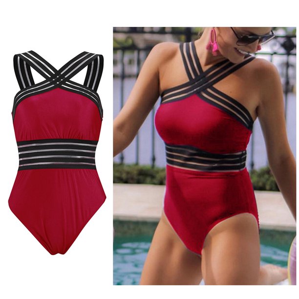 SKSloeg Women Crisscross One Piece Swimsuit Tummy Control Bathing Suit