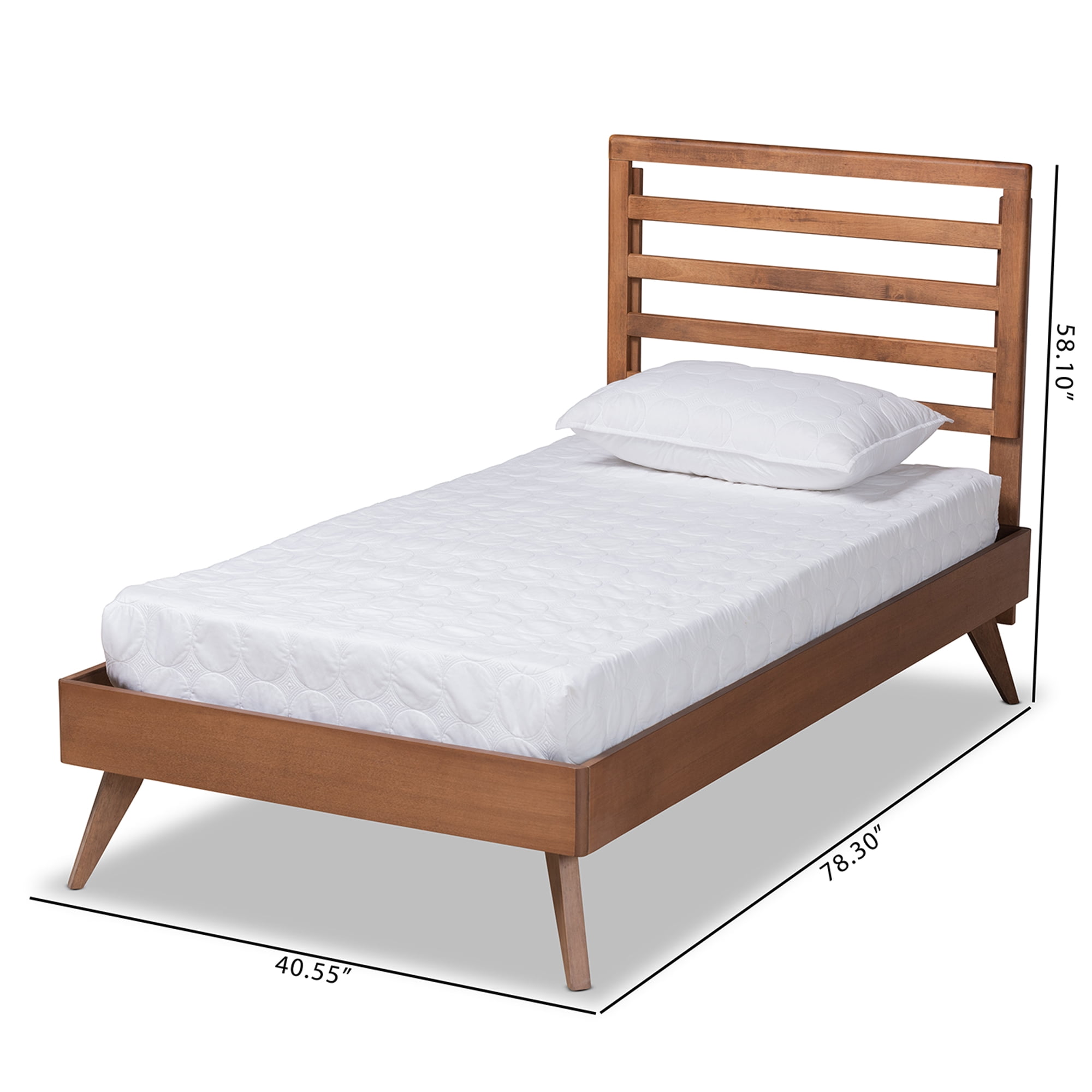 Baxton Studio Shiro Mid-Century Engineered Wood Platform Bed, Twin, Ash Walnut