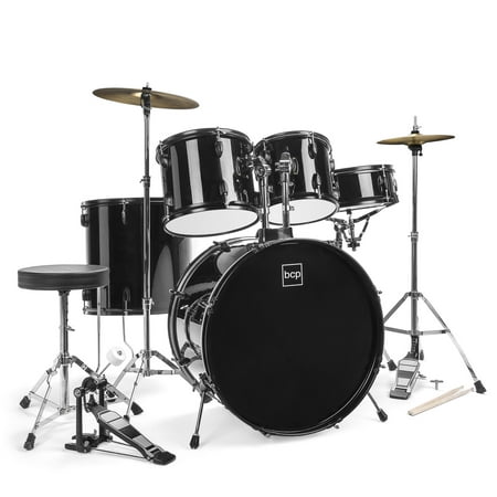 Best Choice Products 5-Piece Full Size Complete Adult Drum Set with Cymbal Stands, Stool, Drum Pedal, Sticks,  Floor Tom (Best Drum Set For The Money)