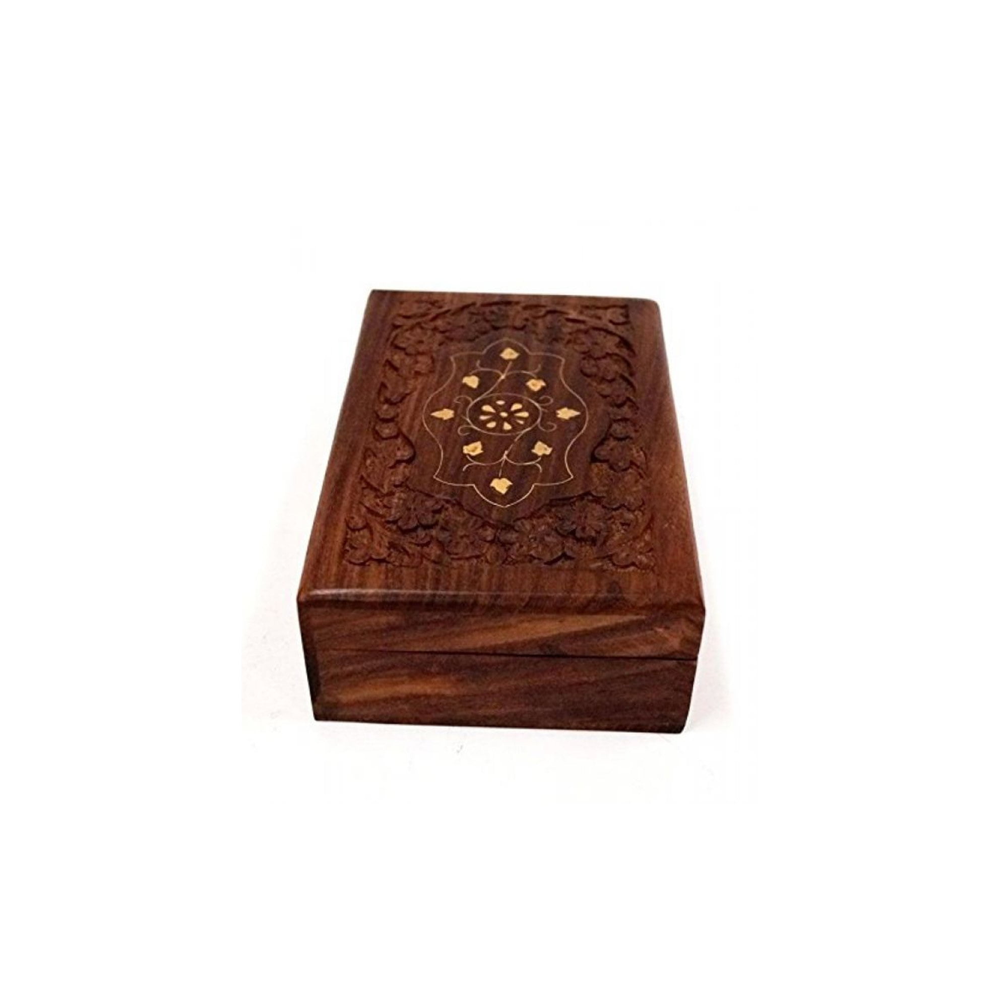 Antique Wooden Box Book Shaped Teak Wood Handmade Trinket Storage Collectible 