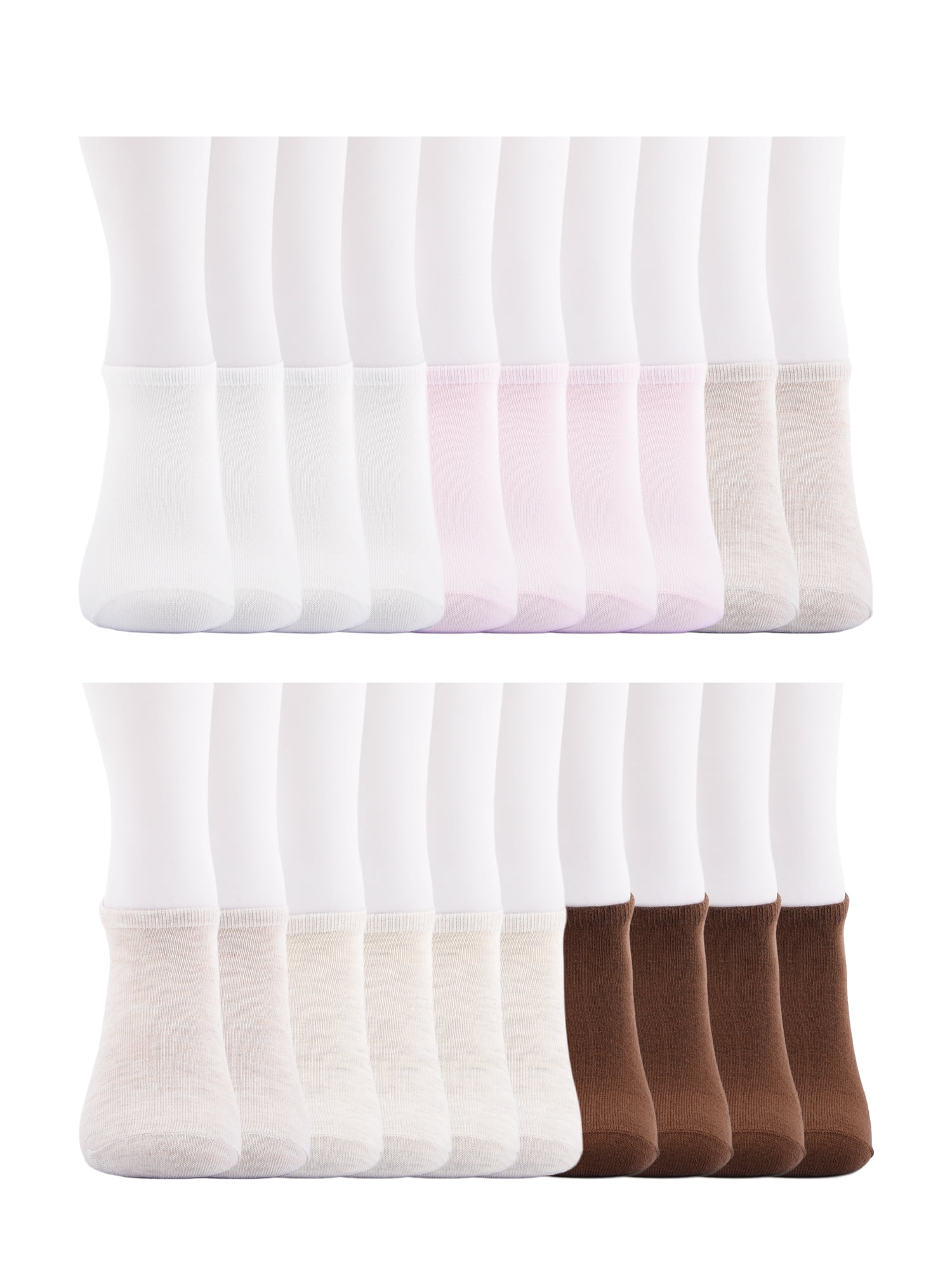 No Boundaries Women’s Low Cut Socks, 20 Pack, Shoe Sizes 4-10