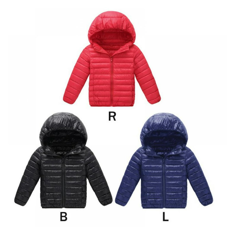 Essentials Boys and Toddlers' Lightweight Water-Resistant Packable  Hooded Puffer Coat