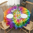 thumbnail image 3 of Colorful Tie Dye Pattern Round Tablecloth 60"x60",Wrinkle Wipeable Table Cloth for Kitchen Dining Room Picnic Patio Party, 3 of 6