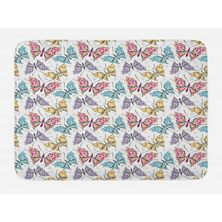 - Butterfly Bath Mat, Abstract Flying Animals Flower Wings Surreal Union of Fauna and Nature Pattern, Non-Slip Plush Mat Bathroom Kitchen Laundry Room Decor, 29.5 X 17.5 Inches, Multicolor, Ambesonne