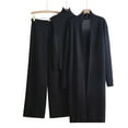 thumbnail image 4 of YOIAVAIOY Women Knitted Lounge Set 3 Piece Outfit Sets Mock Neck Sweater Vest Open Front Cardigan Wide Leg Pants Dressy Casual Matching Set Black Free Size, 4 of 4