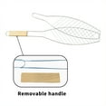 thumbnail image 3 of 1 Pcs Fish Grill Basket, Portable Stainless Steel BBQ Tools, Single Fish Barbecue Clip With Wooden Handle for Meat,Steak, Shrimp, Vegetables, Chops, 3 of 7