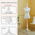 thumbnail image 3 of Dress Form Female Mannequin Torso, Height Adjustable Mannequin Body with Stand for Sewing, Display, White, 3 of 14