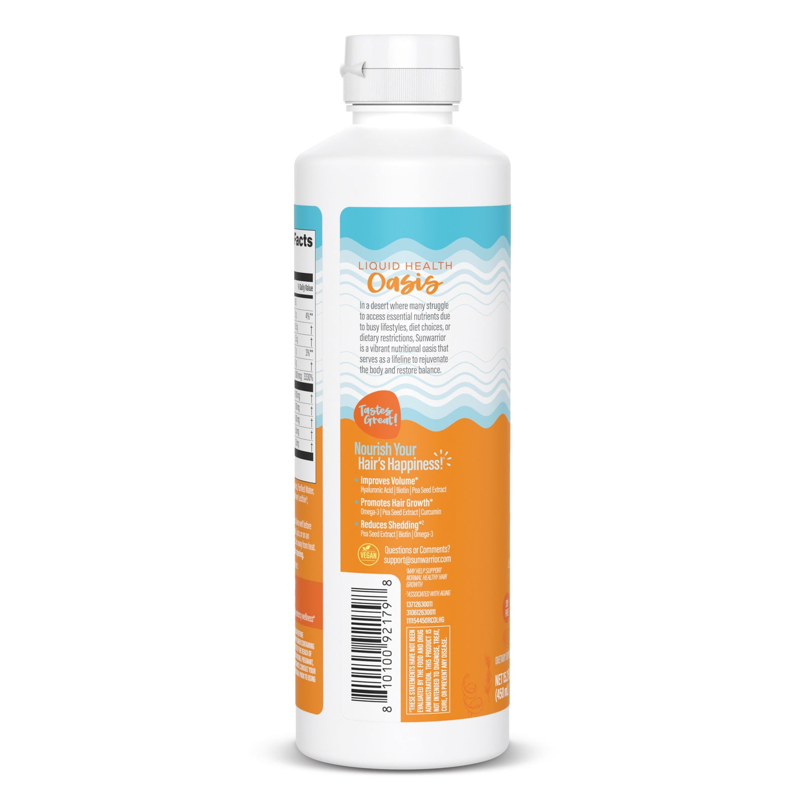 Sunwarrior Oasis Liquid Hair Growth Supplement for Adults, Rosemary Citrus, 15.2 fl oz
