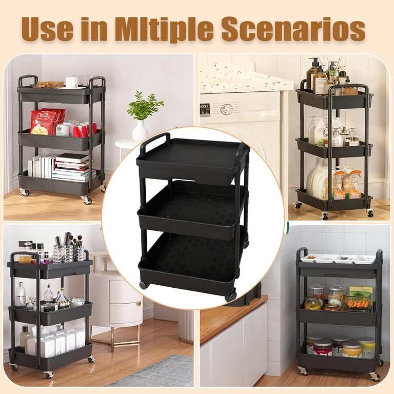GARITIN 3-Tier Rolling Storage Cart with Plastic Drawers photo 5