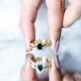 thumbnail image 5 of Rosec Jewels Natural Black Opal Bridal Ring Set with Moissanite - 3 Piece Pear Shaped Engagement Ring with Enhancer - AAA Grade, 14K Yellow Gold, US 12.50, 5 of 9