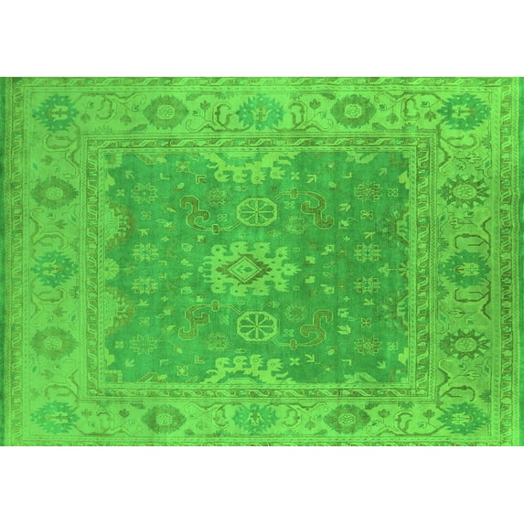Ahgly Company Indoor Rectangle Oriental Green Industrial Area Rugs, 3' x 5'