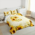 thumbnail image 3 of jejeloiu Girls Personalized Gifts Queen Comforter Set,Gold Letter C Bedding Sets,Natural Flower Sunflower Bedding Comforter Set For Princess,Lightweight Room Decoration Reversible,3pcs, 3 of 8