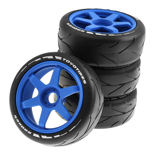 4 Uds Neumáticos de rueda de goma de repuesto Sunnimix para vehículos de Control remoto 1:8 modelo DIY modificado Azul ruedas de oruga rc