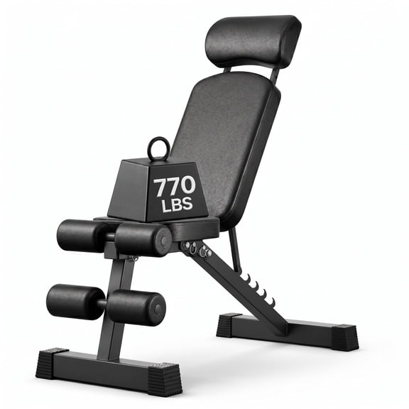 JaxShark Adjustable Weight Bench, 770 lb Foldable Bench for Home Gym Black