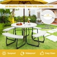 thumbnail image 4 of Costway Outdoor 8-person Round Picnic Table Bench Set with 4 Benches & Umbrella Hole White, 4 of 9