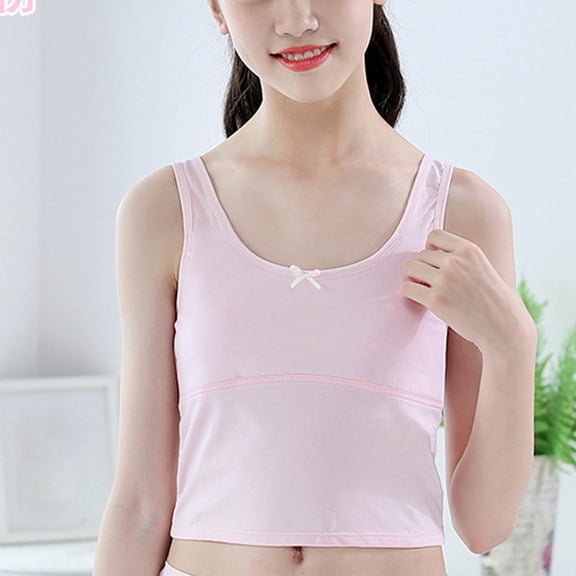 ATOGUTA Bra for Teen Girls Size 8-14 Kids Athletic Seamless Stretchy Crop Tops Dance Yoga Pink