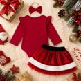 thumbnail image 5 of CAICJ98 Baby Girl Christmas Outfits Newborn Long Sleeve Ruffle Button Print Romper Skirt Headband Set My Frist Christmas Baby Girls Clothes,Size 3-6 Months, 5 of 9