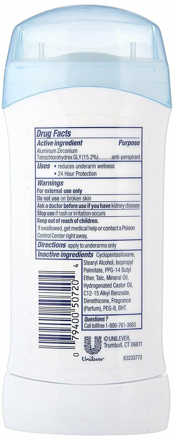 Dove Powder Invisible Solid Antiperspirant Deodorant 2.6 oz, Pack of 4