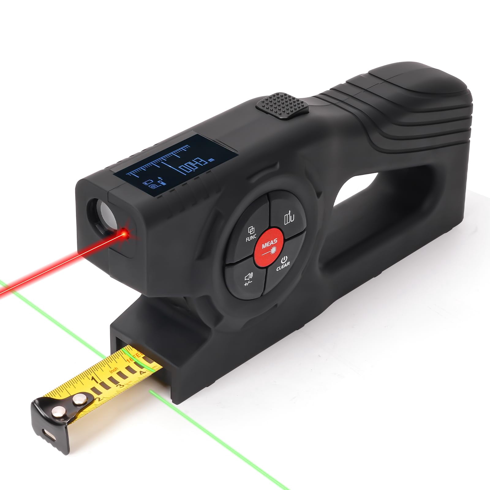 LUNYEE 393Ft Digital Tape Measure with Laser - 3-in-1 Recharge Electronic Laser Measuring Tape with Tape Measure 16Ft OLED Display M/in/Ft Unit Switch Area/Volume/Pythagorean,Cl