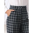 thumbnail image 4 of DARING DIVA Women's Plaid Vintage Wide Leg Trousers for Work Large Dark Blue, 4 of 7