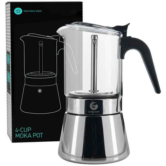 Moka Pot Coffee Gator, 4 tazas, 200 ml, acero inoxidable