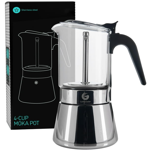 Moka Pot Coffee Gator, 4 tazas, 200 ml, acero inoxidable