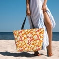 thumbnail image 3 of Wukai Orchids Flowers Print Zipper Bag,large Beach Tote Bag,Waterproof Sandproof Bag,Grocery and Picnic Tote Travel Bag, 3 of 5