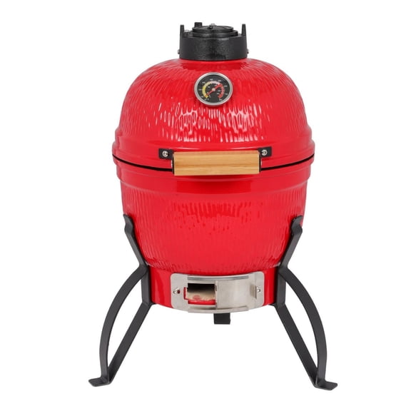 13in Ceramic Charcoal Grill - Kamado Smoker for BBQ, Baking, & Roasting - Portable Orange Grill - Outdoor Cooking