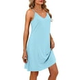 thumbnail image 4 of Coorders No Boundaries Strappy Midi Dress，Sleeveless V-Neck Mesh Dress for Women’s and Women’s Plus, Light Blue,Size,XL, 4 of 6