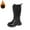 Z10Black, variant on Girls White Lace-Up Combat Boots with Side Zipper, Knee-High Lug Sole Golden Shoelaces Dress/School Boots – Toddler/Little/Big Kids