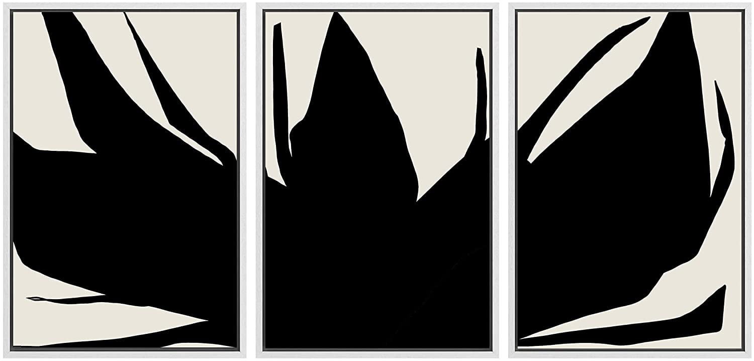 PixonSign Framed Canvas Print Wall Art Set Duotone Geometric Dark Ink ...