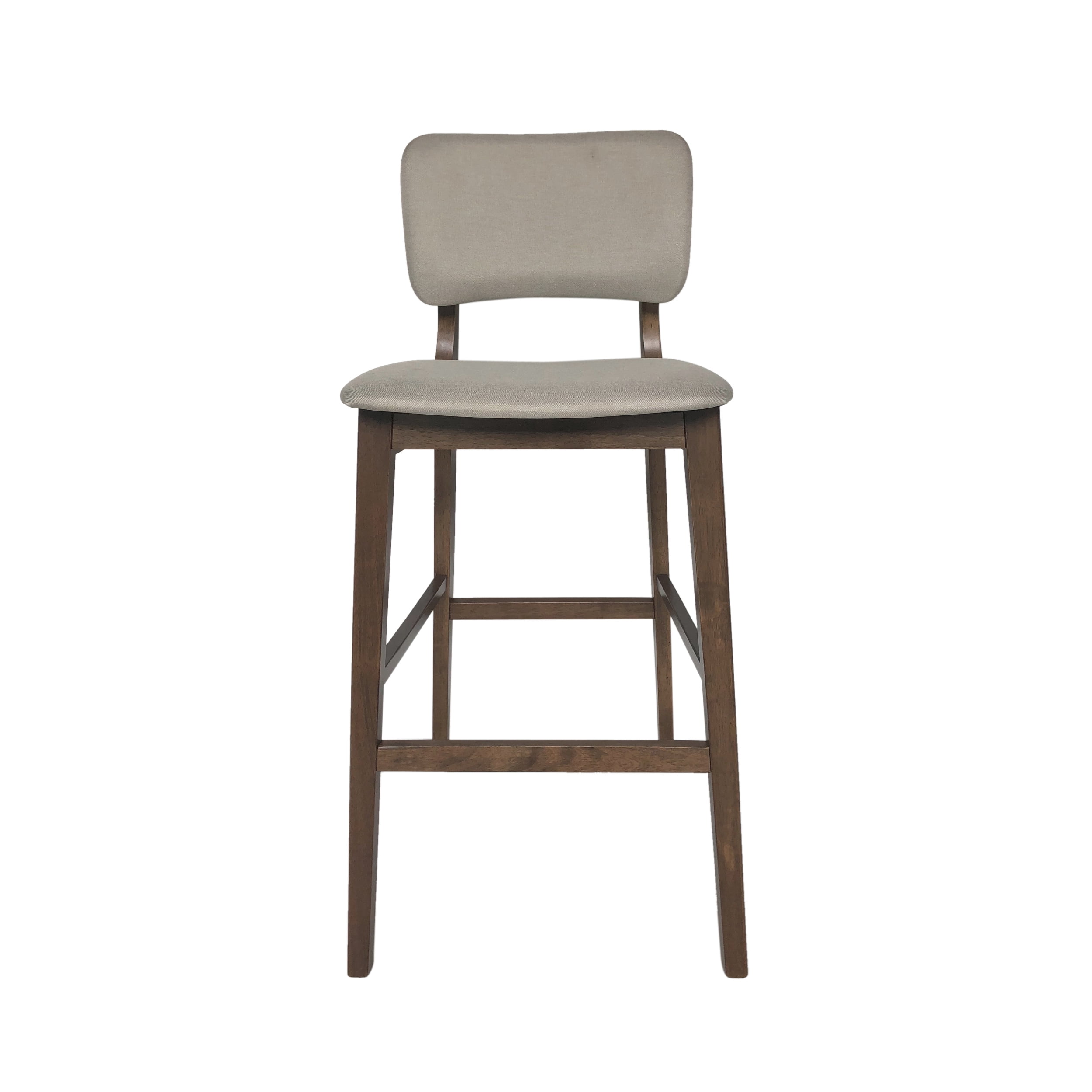 Noble House Rayan Mid Century Modern Fabric and Rubberwood Barstools, Set of 2, Beige