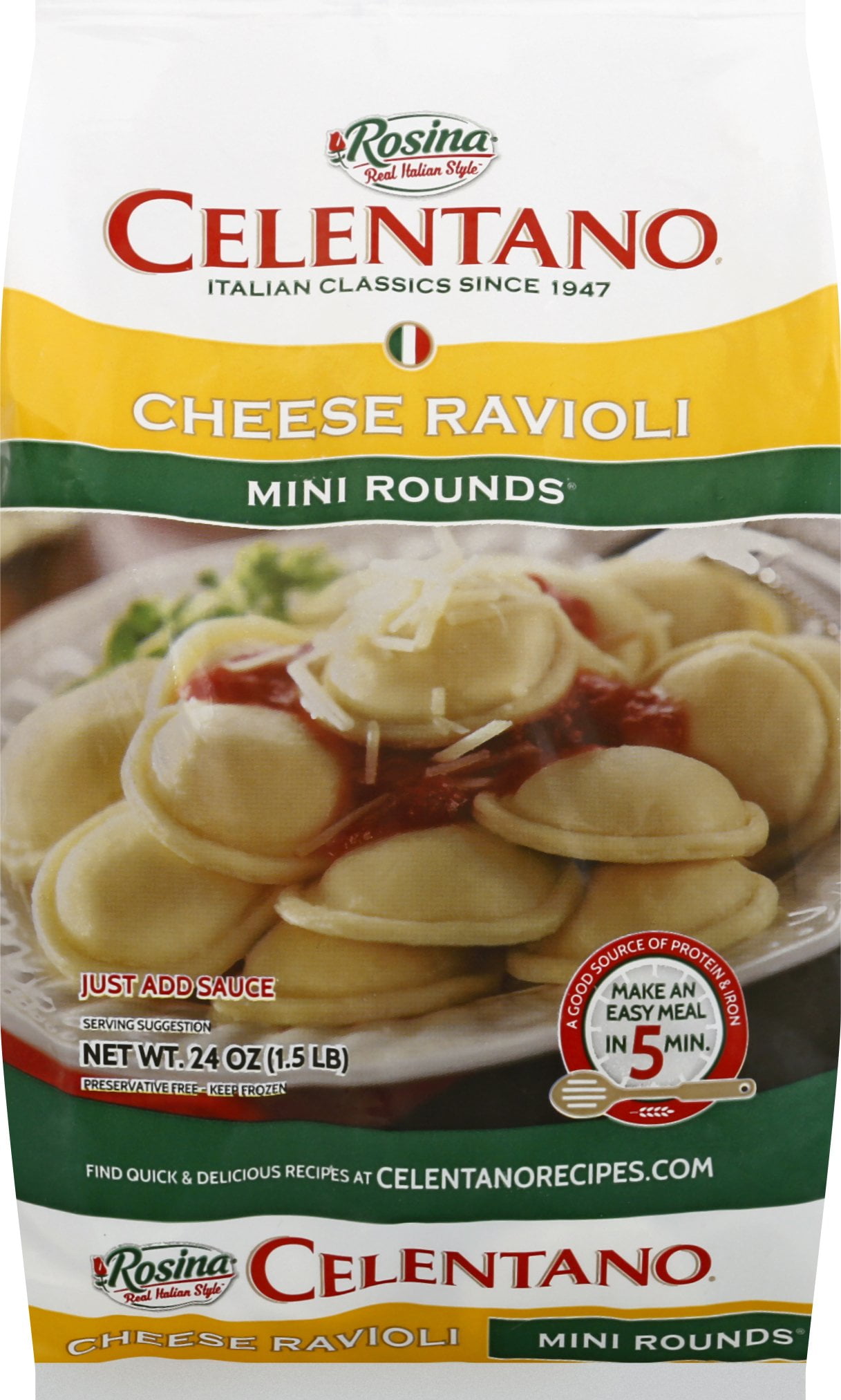 Celentano Rosina Food Pre-Cooked Ravioli Mini Cheese 24oz (PACK OF 12)