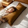 thumbnail image 5 of Long Body Support Pillow, Side Sleeping Leg Pillow, Segmented Filling Prevents Shifting, Soft Breathable Removable Cover, Multi Purpose Bed Cushion for Back, Waist Relief, Brown, 5 of 6