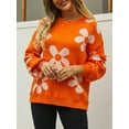 thumbnail image 2 of Women'S Sweater Fall Long Sleeve Crewneck Tops Knit Oversized Pullover Casual Print Tops, 2 of 7