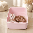 thumbnail image 6 of Pink Small Cat Litter Box, Low Entry Removable Tray For Cats Under 8 Lbs, 6 of 8
