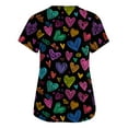 thumbnail image 5 of Fabrcox S-5XL Valentine Scrubs for Women Plus Size Love Heart Graphic Holiday Scrubs Tops V Neck Short Sleeve Women Nurse Uniform with Pockets, 5 of 5