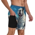 thumbnail image 2 of Bingfone Starry Sky Cloud Bulldog for Men's Double Layer Swimming Trunks with Lining, Drawstring Style with Pockets Beach Shorts Men's Swimsuit-XX-Large, 2 of 6