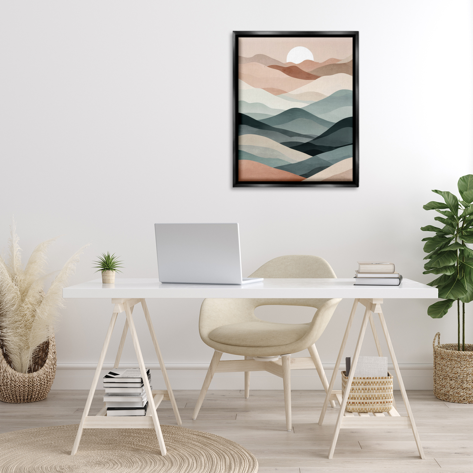 Stupell Industries Silent Dawn Landscape Landscape Painting Black Floater Framed Canvas Art Print Wall Art, 25 x 31