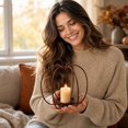 thumbnail image 7 of MMJ Pumpkin Candle Holder Rustic Metal Iron Candlestick Halloween Thanksgiving Fall Tabletop Decor Warm Ambient Lighting 7.28x5.71x5.71in, 7 of 7