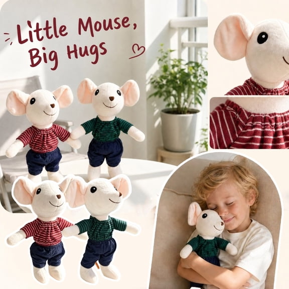 Kiddiway Plush Mouse Animal Toy Stuffed - Cute Rodent Doll for Car Seat Toy, Bedtime Snuggle, and Stuffed Animals for Babies' Development