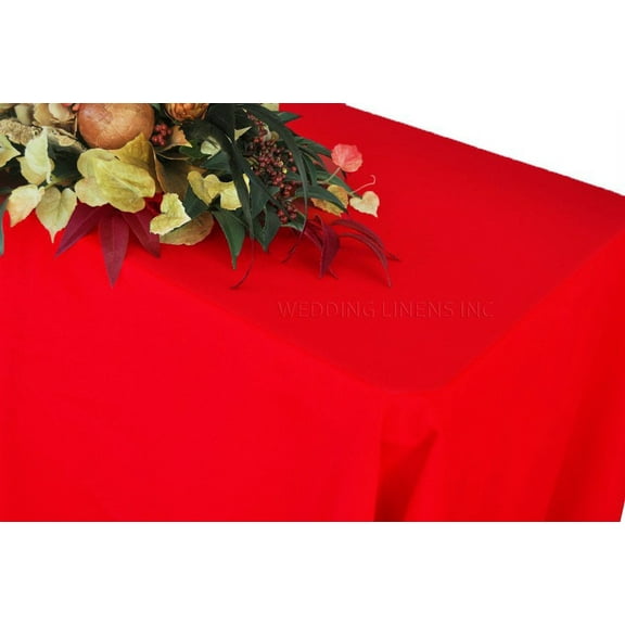 Wedding Linens Inc. 72" x 120" Heavy Duty(200 GSM) Rectangular Polyester Linen Tablecloth - Red