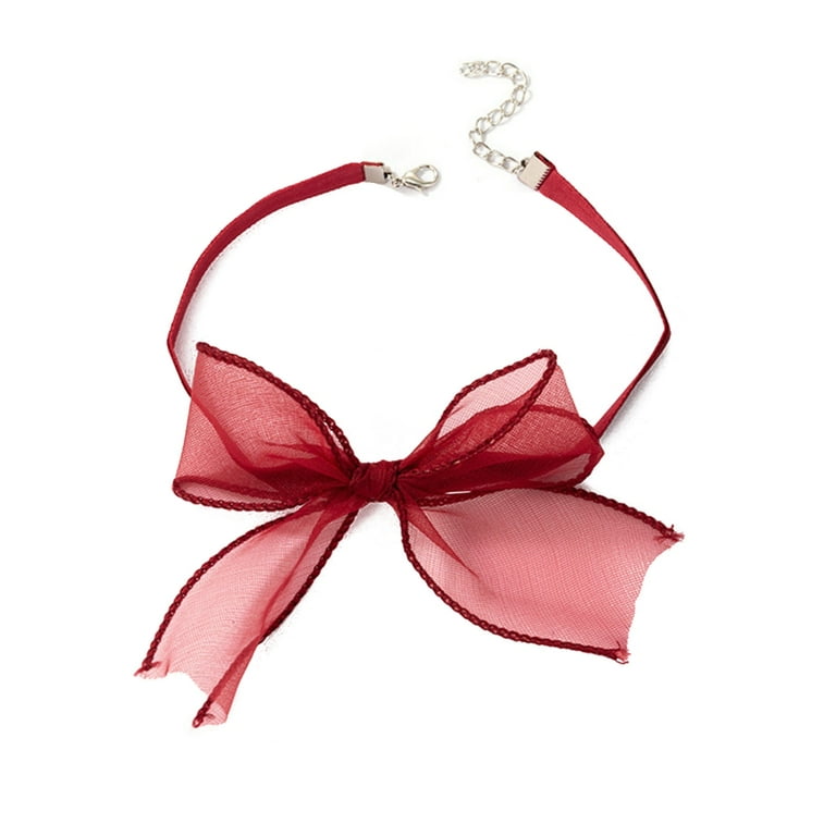 TINYSOME Red Black Ribbon Choker Necklaces Neckband Clavicle Chain