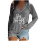 thumbnail image 1 of KIHOUT - Blusas casuales para mujer, liquidación 2024, moda clásica, estampado de letras, cuello en V, blusas básicas holgadas, camisetas de manga larga, blusas tipo túnica para otoño, 1 of 4