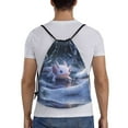 thumbnail image 2 of Drawstring Backpack - Winter Axolotl in Frozen Pond B Splash Proof Small Drawstring Gym Bag for Women Men, Cinch Sports String Bag Backpack for Travel Swimming Beach, 2 of 8