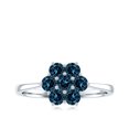 thumbnail image 4 of Rosec Jewels Real London Blue Topaz Flower Engagement Ring - Cluster Ring for Women - AAA Grade - Ready to Gift with Jewelry Box, 14K White Gold, US 7.50, 4 of 8