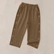 thumbnail image 5 of TaTaai Women's Casual 7/8 Length Pants Straight Leg Linen-Like Fabric with Elastic Waistband Side Pockets and Decorative Buttons for Spring Summer Outfits Gift, 5 of 7