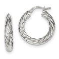 thumbnail image 1 of 925 Sterling Silver Twisted 4mm Hoop Earrings Round, 1 of 6